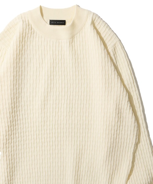 「TETE HOMME」 長袖ニット LL グレー メンズ_画像4