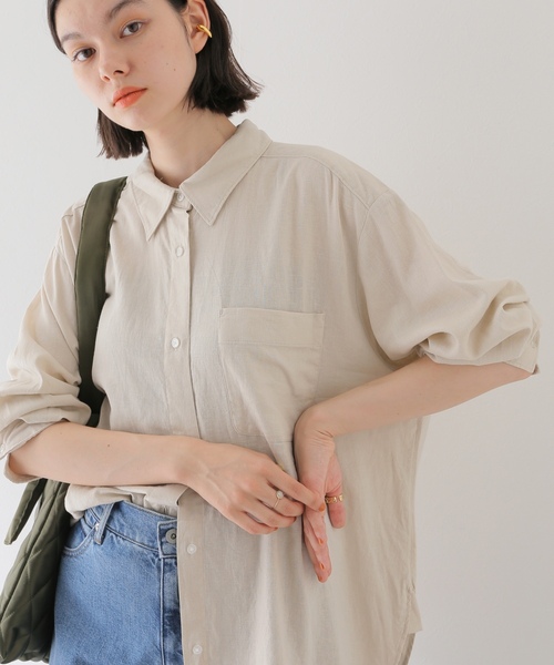 「B.C STOCK」 「Simplicite」長袖シャツ FREE アイボリー レディース_画像5