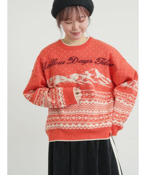 サマンサになります。極美品☆Drawer ウールセーター Samansa Mos2（サマンサモスモス） ニット セーター 山柄ジャカード