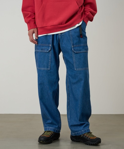 パンツ hard crushed wide denim / blue / 36 Gramicci（グラミチ） ワイドパンツ ジーンズ DENIM EQT PANT｜デニム