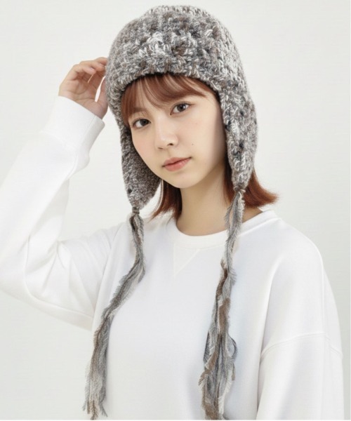 ニット帽 ニットキャップ 「HIKA」モヘア耳付きファーニットCAP