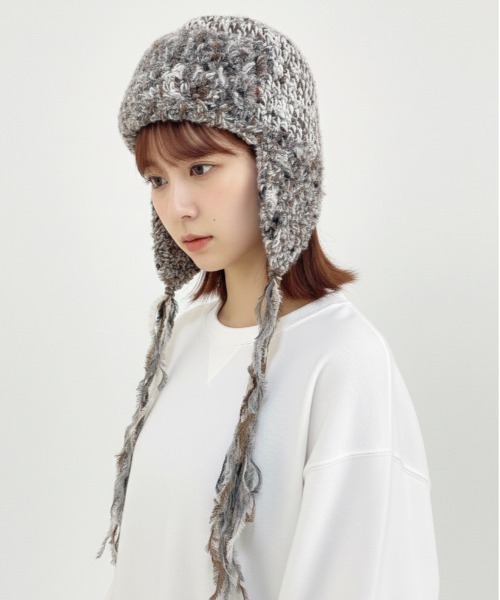 ニット帽 ニットキャップ 「HIKA」モヘア耳付きファーニットCAP