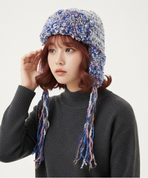 ニット帽 ニットキャップ 「HIKA」モヘア耳付きファーニットCAP