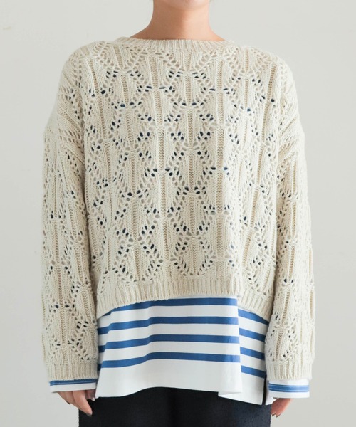 「NOMBRE IMPAIR」 長袖ニット FREE サックスブルー レディース_画像7