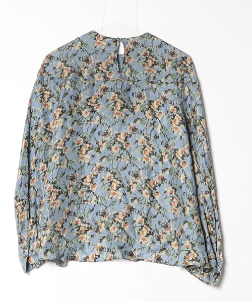 「en recre」 花柄長袖ブラウス 38 ブルー レディース_画像2