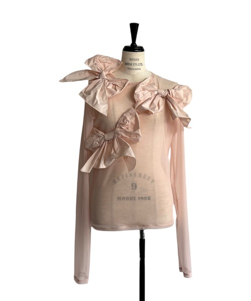 HONEY MI HONEY（ハニーミーハニー） tシャツ taffeta ribbon sheer