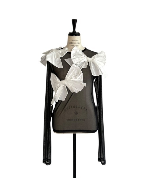 HONEY MI HONEY（ハニーミーハニー） tシャツ taffeta ribbon sheer