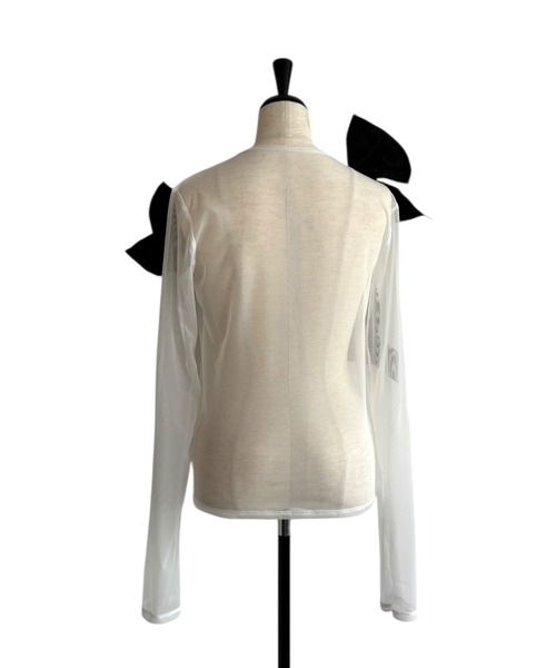 トップス papier. Sheer Honey White HONEY MI HONEY（ハニーミーハニー） tシャツ taffeta ribbon sheer