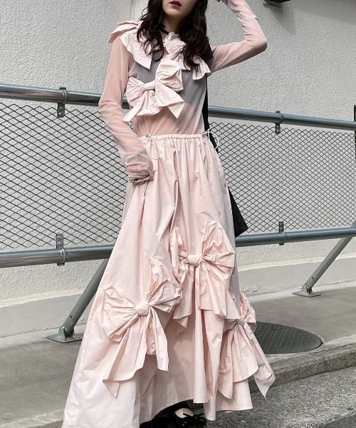 HONEY MI HONEY（ハニーミーハニー） tシャツ taffeta ribbon sheer