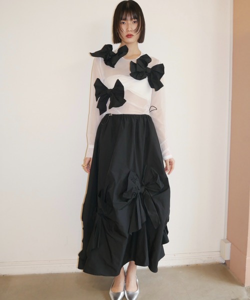 HONEY MI HONEY（ハニーミーハニー） tシャツ taffeta ribbon sheer