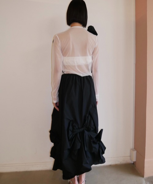 HONEY MI HONEY（ハニーミーハニー） tシャツ taffeta ribbon sheer