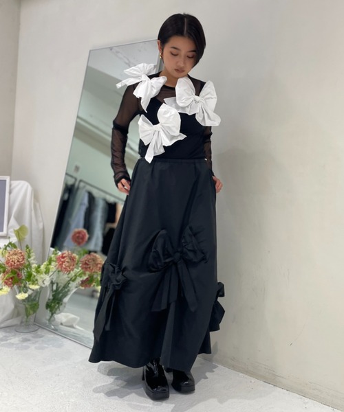 HONEY MI HONEY（ハニーミーハニー） tシャツ taffeta ribbon sheer