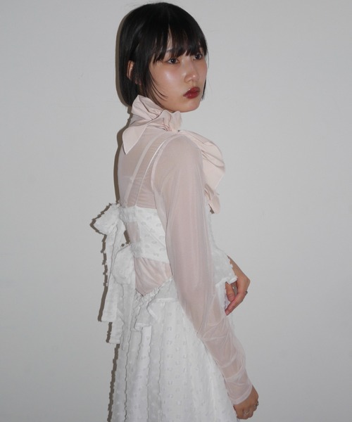 HONEY MI HONEY（ハニーミーハニー） tシャツ taffeta ribbon sheer
