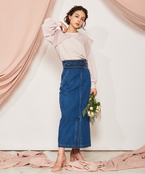 「NOELA」 デニムスカート M ブルー レディース_画像5