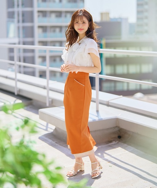 スカート 2026春夏新作 裾シアータイトスカートの画像