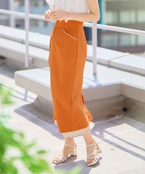 スカート 2026春夏新作 裾シアータイトスカートの画像
