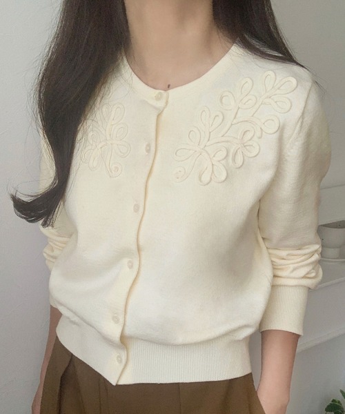「LAUIR」 ニットカーディガン MEDIUM アイボリー レディース_画像6