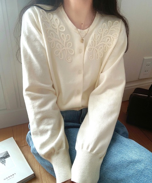 「LAUIR」 ニットカーディガン MEDIUM アイボリー レディース_画像7
