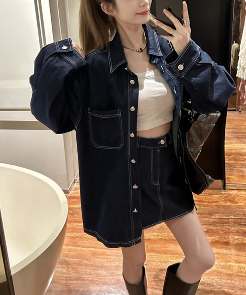 2ly2 セットアップ デニムセットアップ ミニスカート シャツジャケット