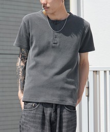 ROOP TOKYO ヘンリーネック tシャツ ピグメント加工ワッフルジャスト