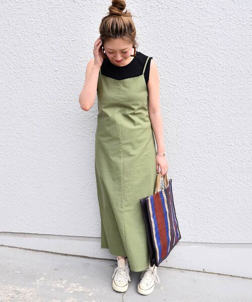 「Khaju」 キャミソールワンピース ONE SIZE ブラウン レディース_画像3