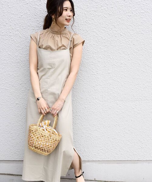 「Khaju」 キャミソールワンピース ONE SIZE ブラウン レディース_画像4