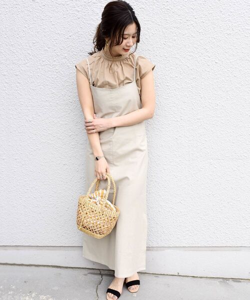 「Khaju」 キャミソールワンピース ONE SIZE ブラウン レディース_画像6