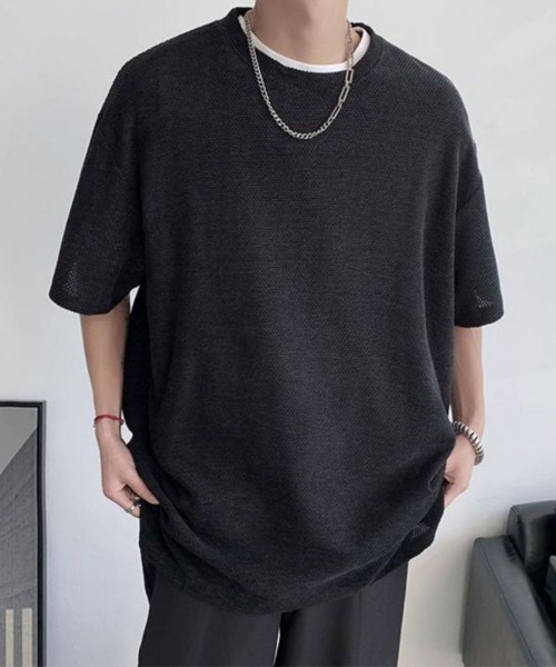 KELVIN tシャツ Mesh Knit Oversized T-Shirt メッシュニットオーバー 