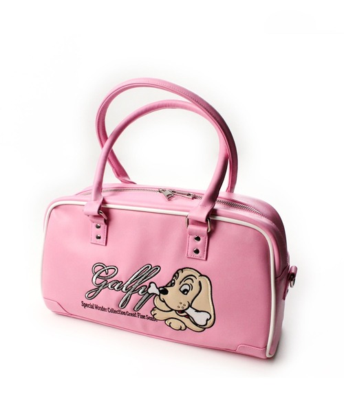 【極美品】ガルフィー レザーボストンバッグ 2way 犬ロゴ GALFY（ガルフィー） ボストンバッグ プチ家出BAG/犬ロゴ刺繍フェイク