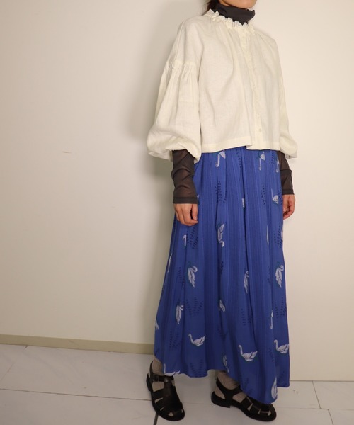 「haupia」 フレアスカート MEDIUM チャコールグレー レディース_画像3