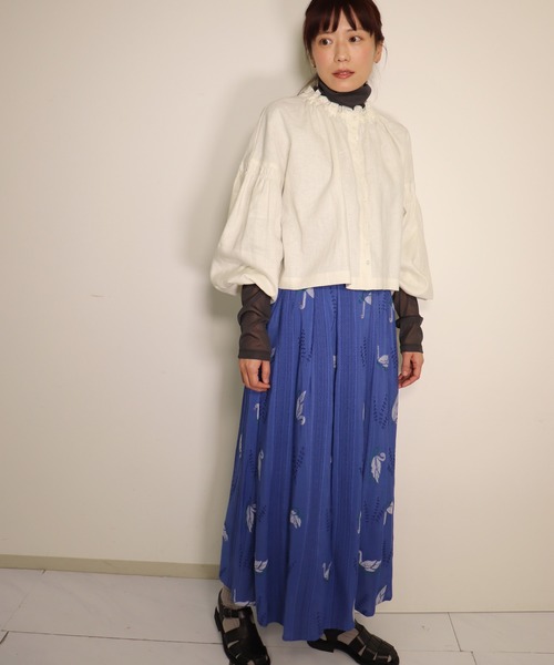 「haupia」 フレアスカート MEDIUM チャコールグレー レディース_画像4