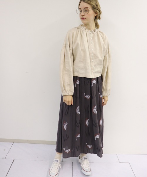 「haupia」 フレアスカート MEDIUM チャコールグレー レディース_画像7