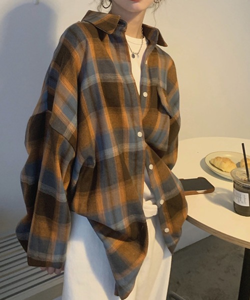 「DAY CLOSET」 長袖シャツ ONE SIZE ブラウン レディース_画像3