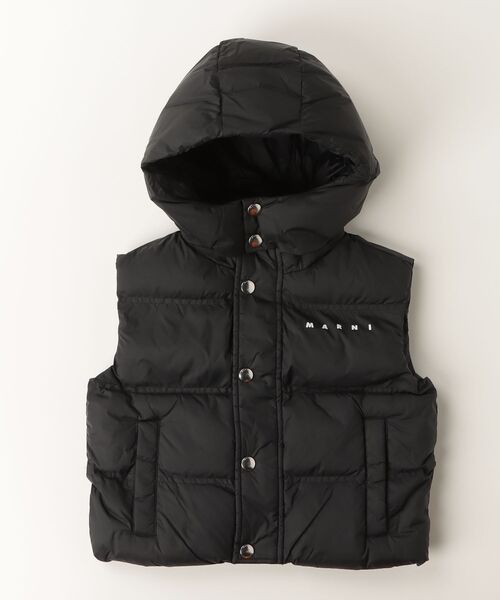 MARNI ブラック ダウンベスト MARNI（マルニ） ダウンベスト アウター 入学式 Kids ＆ Junior ロゴ