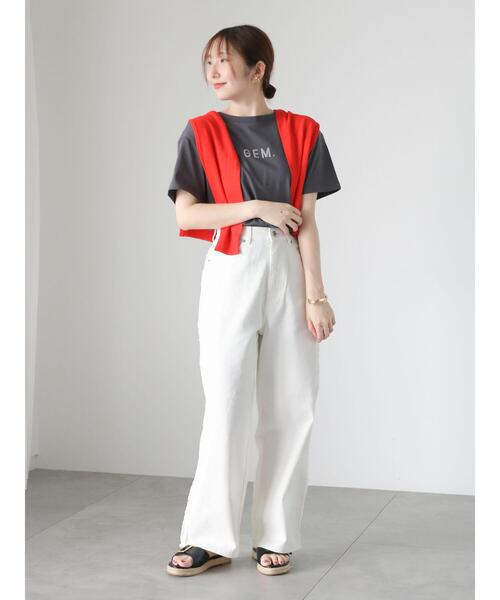 「Te chichi TERRASSE」 デニムパンツ L オフホワイト レディース_画像6