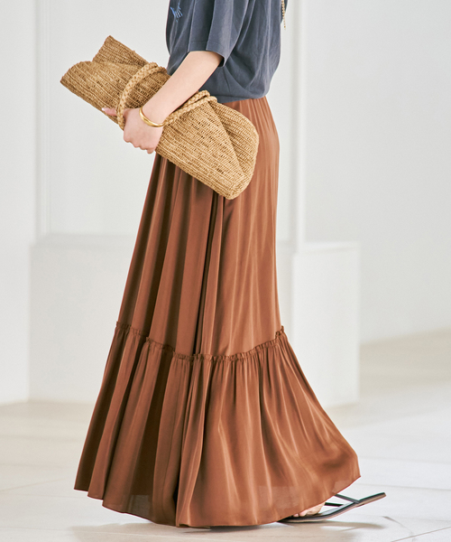 plage（プラージュ） ロング スカート satin gather スカート