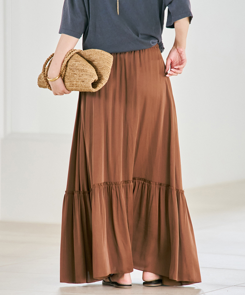 plage（プラージュ） ロング スカート satin gather スカート