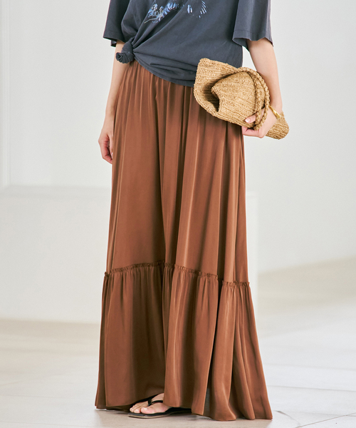 plage（プラージュ） ロング スカート satin gather スカート