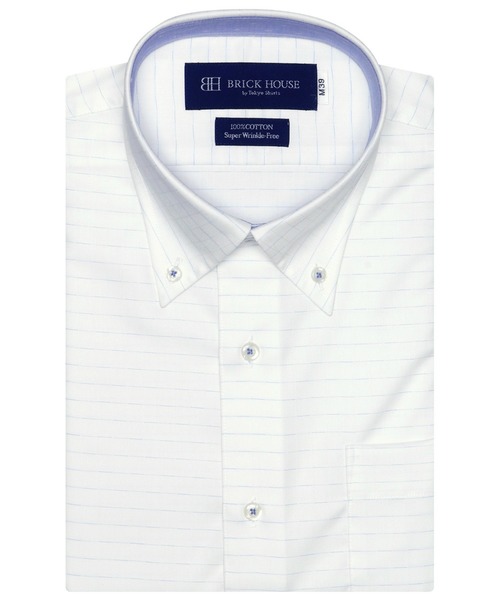 待望 形態安定ノーアイロン ボタンダウン 半袖ビジネスワイシャツ