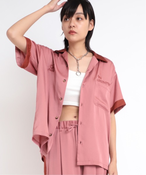 ブラウス シャツ B2693 カラーコンビシャツ レディース