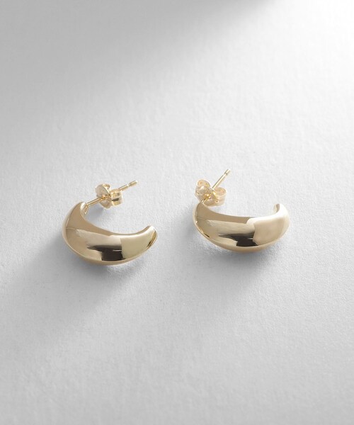 COCOSHNIK ピアス K10中空しのぎ フープピアス レディース