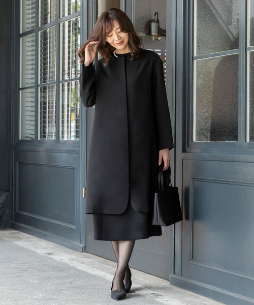 moncheri ワンビース アウター トップス 3点セット Mサイズ CARETTE セットアップ ロングジャケット×セットアップ風ワンピース