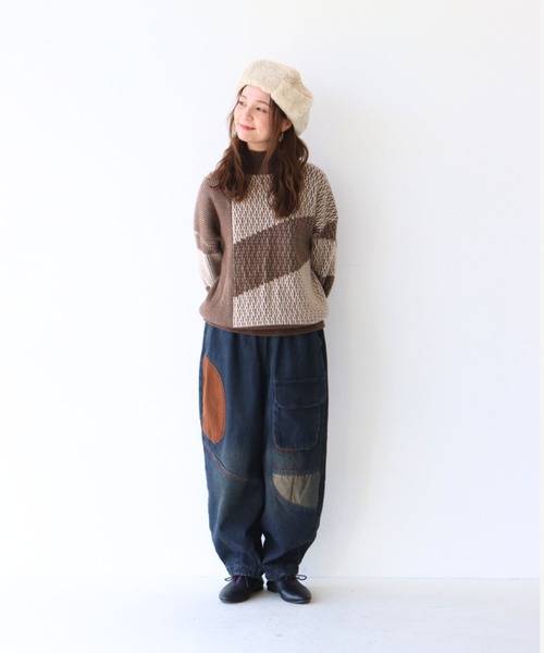 ニット セーター 織りなす触感チョコニットトップス レディース sanpo kuschel ニット セーター 織りなす触感チョコニット