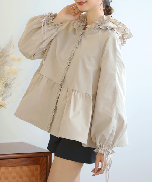 パーカー 「MERAKI」 フリルフードペプラムパーカーJKT レディース 