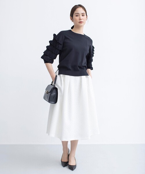 ニット セーター 「WEB限定カラーあり」MINA 袖フリルニットプルオーバー レディース WEB限定カラーあり】MINA 袖フリルニットプルオーバー / 組曲