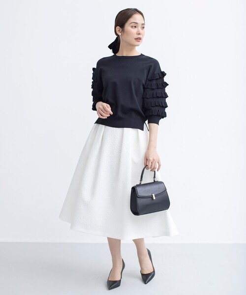ニット セーター 「WEB限定カラーあり」MINA 袖フリルニットプルオーバー レディース 組曲 ニット セーター 「WEB限定カラーあり」MINA 袖フリル