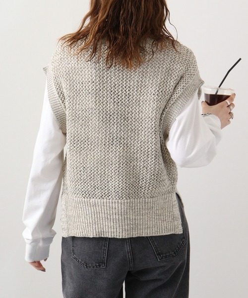ニット セーター A.N.L コットンナイロンメッシュ編みニット レディース ニット セーター A.N.L コットンナイロンメッシュ編みニット