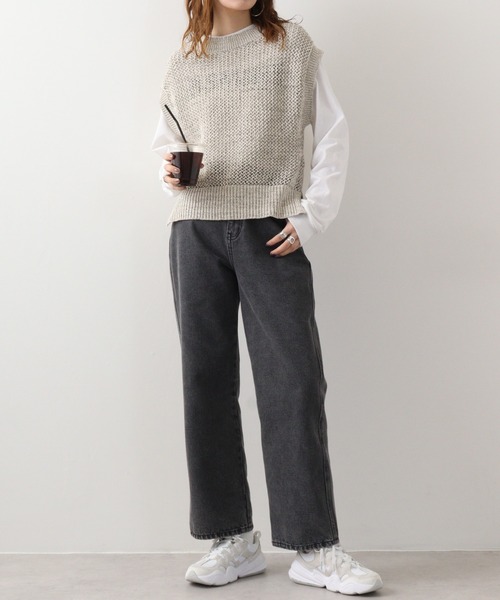 ニット セーター A.N.L コットンナイロンメッシュ編みニット レディース セール】A.N.L ｺｯﾄﾝﾅｲﾛﾝﾒｯｼｭ編みﾆｯﾄ（ニット/セーター）｜a.n.l