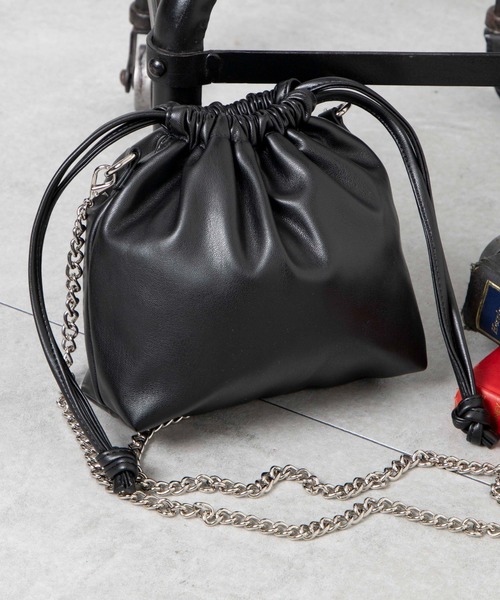 新品♡可愛い 巾着型 チェーン ショルダーバック ノベルティ WEGO（ウィゴー） ショルダーバッグ バッグ WEGO/巾着チェーン