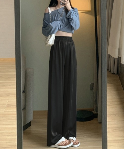 Y2K ストレートパンツ ゆったり ロングパンツ スラックス 可愛い gossip!ロサンゼルス スラックス パンツ Y2Kカジュアルパンツ 長